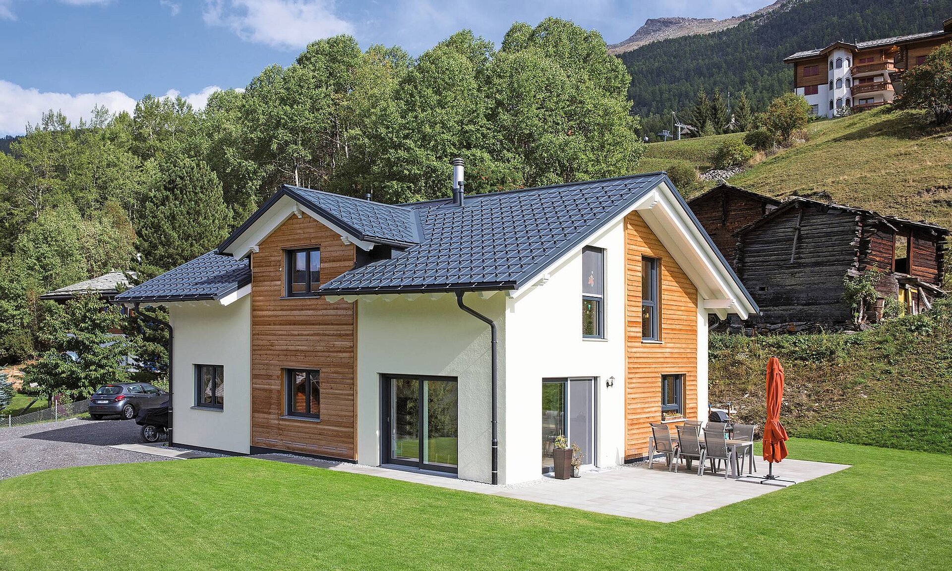 Musterhaus Grächen 3. Giebel Musterhaus Grächen Außenansicht