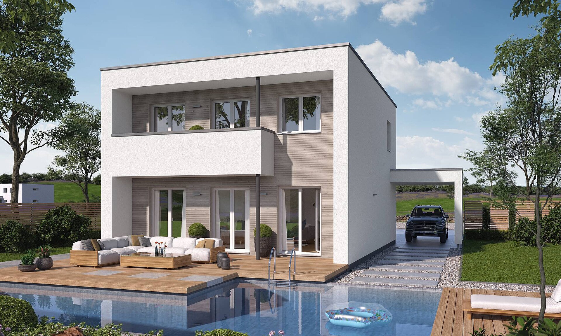WeberHaus Baureihe EcoCube EcoCube 100 vorgeplantes EcoCube Außenansicht