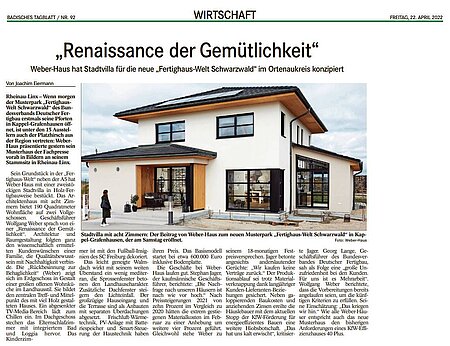 Badisches Tagblatt Wirtschaft vom 22. April 2022